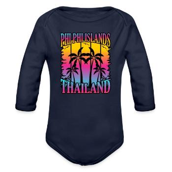 Thailand - Organic Long Sleeve Baby Bodysuit - dark navy - Front