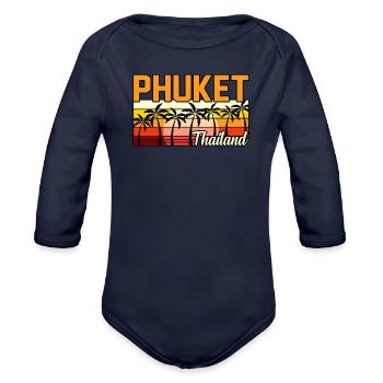 Thailand - Organic Long Sleeve Baby Bodysuit - dark navy - Front