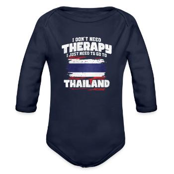 Thailand - Organic Long Sleeve Baby Bodysuit - dark navy - Front