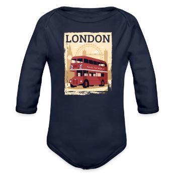 London - Organic Long Sleeve Baby Bodysuit - dark navy - Front