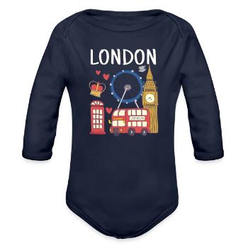 London - Organic Long Sleeve Baby Bodysuit - dark navy - Front