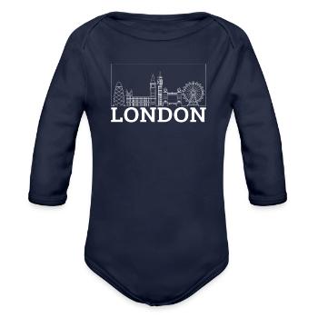 London - Organic Long Sleeve Baby Bodysuit - dark navy - Front