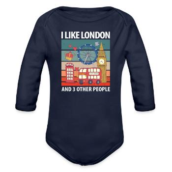 London - Organic Long Sleeve Baby Bodysuit - dark navy - Front