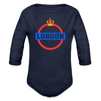 London - Organic Long Sleeve Baby Bodysuit - dark navy - Front