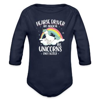 Hearse Driver Are Magical Like Unicorns Better - Organic Long Sleeve Baby Bodysuit - dark navy - Front