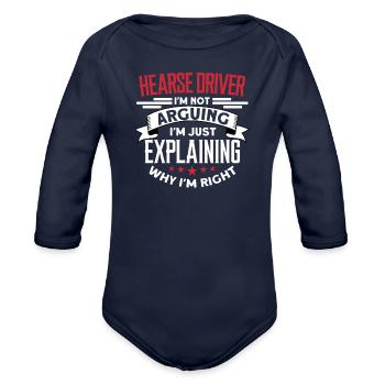 Hearse Driver - Organic Long Sleeve Baby Bodysuit - dark navy - Front