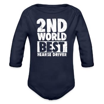 2nd World Best Hearse Driver - Organic Long Sleeve Baby Bodysuit - dark navy - Front