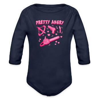 Pretty Angry - Organic Long Sleeve Baby Bodysuit - dark navy - Front