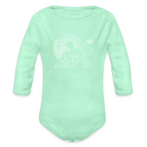 Lion and Sun White - Organic Long Sleeve Baby Bodysuit