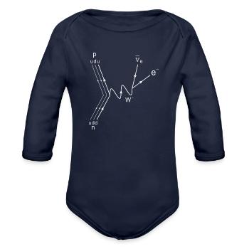 Feynman Diagram Beta Decay Proton Neutron - Organic Long Sleeve Baby Bodysuit - dark navy - Front