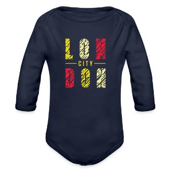 London city - Organic Long Sleeve Baby Bodysuit - dark navy - Front