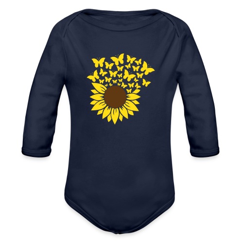 Sunflower Butterflies - Organic Long Sleeve Baby Bodysuit
