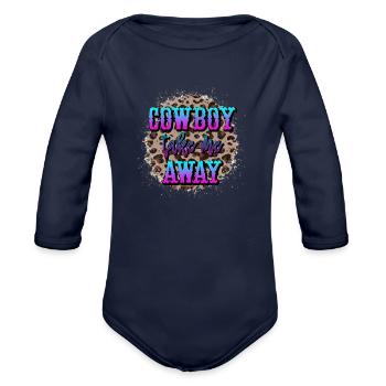 Cowboy Take Me Away - Organic Long Sleeve Baby Bodysuit - dark navy - Front