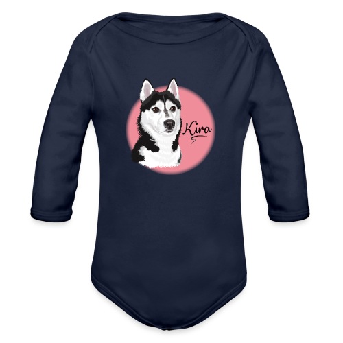 Kira the Husky from Gone to the Snow Dogs - Organic Long Sleeve Baby Bodysuit