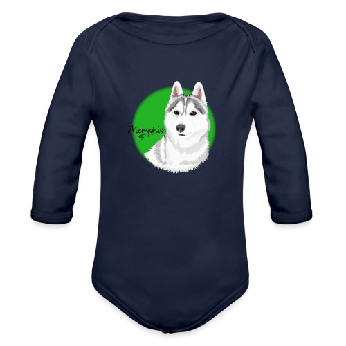 Memphis the Husky from Gone to the Snow Dogs - Organic Long Sleeve Baby Bodysuit