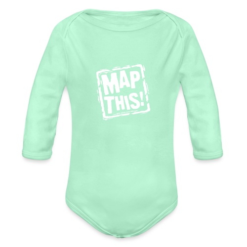 MapThis! White Stamp Logo - Organic Long Sleeve Baby Bodysuit