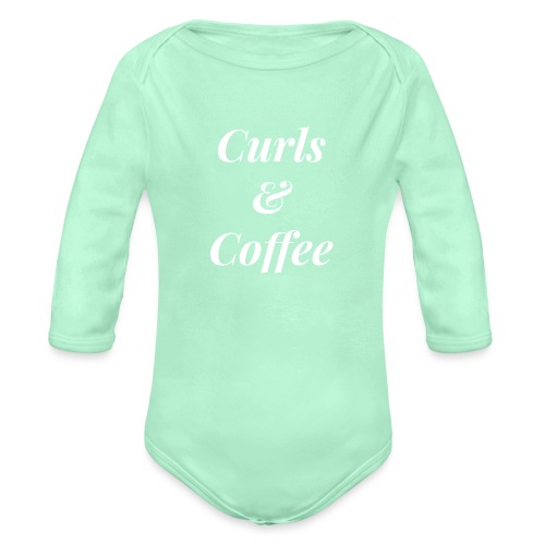 curls and coffee - Organic Long Sleeve Baby Bodysuit