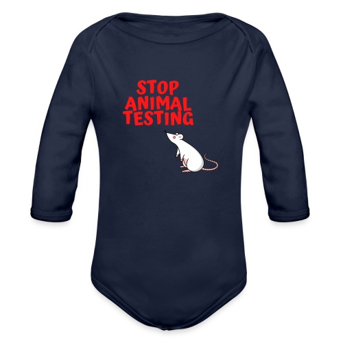 STOP ANIMAL TESTING - Defenseless Laboratory Mouse - Organic Long Sleeve Baby Bodysuit
