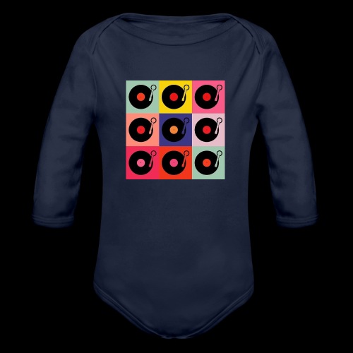 Records in the Fashion of Warhol - Organic Long Sleeve Baby Bodysuit
