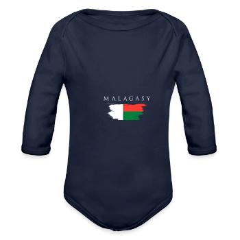 Malagasy - MADAGASCAR PROUD - Organic Long Sleeve Baby Bodysuit - dark navy - Front