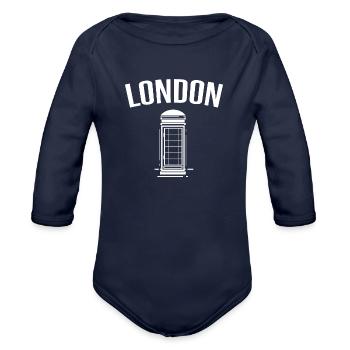 London - Organic Long Sleeve Baby Bodysuit - dark navy - Front