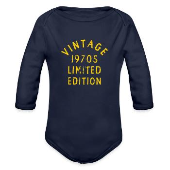Vintage 1970 s Limited Edition - Organic Long Sleeve Baby Bodysuit - dark navy - Front