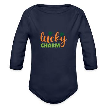 Lucky charm - Organic Long Sleeve Baby Bodysuit - dark navy - Front