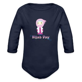 pretty smile - Organic Long Sleeve Baby Bodysuit - dark navy - Front