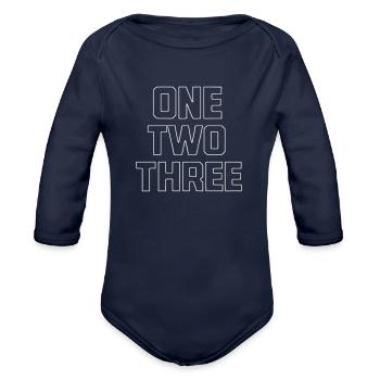 One Two Three - Organic Long Sleeve Baby Bodysuit - dark navy - Front