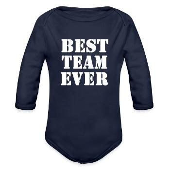 BEST TEAM EVER trending trending blue - Organic Long Sleeve Baby Bodysuit - dark navy - Front
