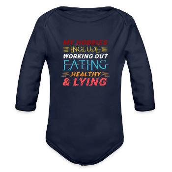 Food trending - Organic Long Sleeve Baby Bodysuit - dark navy - Front