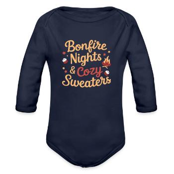Cozy Sweaters for Bonfire Nights - Organic Long Sleeve Baby Bodysuit - dark navy - Front