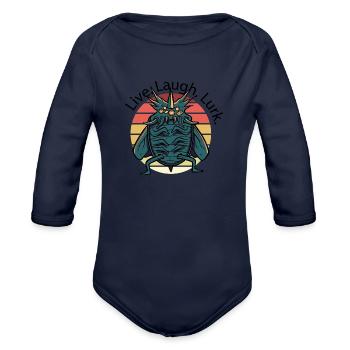 Creepy insect quote Creepy insect quote inspiratio - Organic Long Sleeve Baby Bodysuit - dark navy - Front