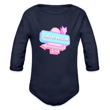 Limited Edition Pastel Color Version - Organic Long Sleeve Baby Bodysuit - dark navy - Front