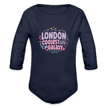 London - Organic Long Sleeve Baby Bodysuit - dark navy - Front