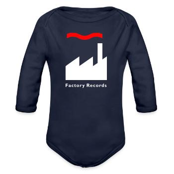 Factory Records Retro Record Label Mens Music - Organic Long Sleeve Baby Bodysuit - dark navy - Front