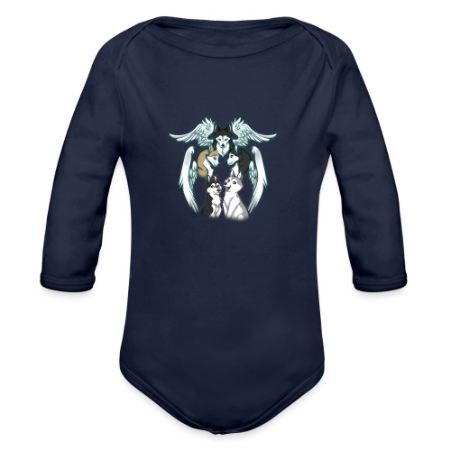 Siberian Husky Angels - Organic Long Sleeve Baby Bodysuit