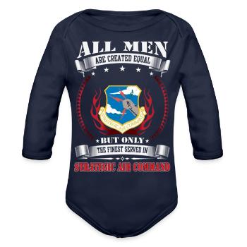 Strategic Air Command Crest Tee - Organic Long Sleeve Baby Bodysuit - dark navy - Front