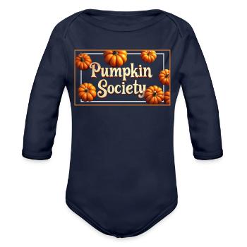 Pumpkin Society - Organic Long Sleeve Baby Bodysuit - dark navy - Front