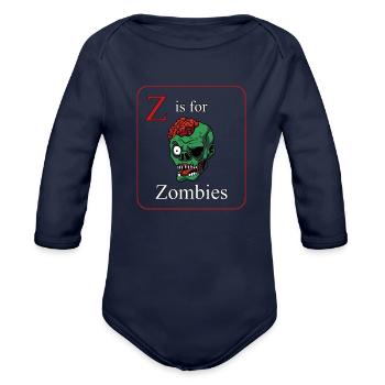 Cerveau zombie - Cache-couche à manches longues bio - marine foncé - Devant