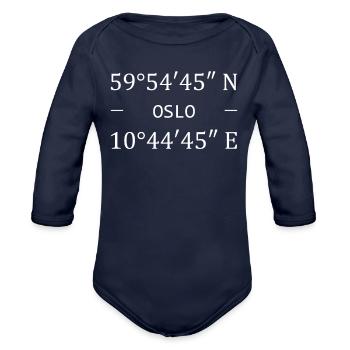 City Coordinates Oslo - Organic Long Sleeve Baby Bodysuit - dark navy - Front