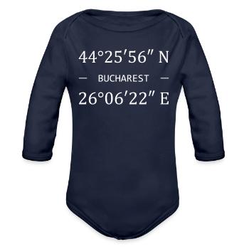 City Coordinates Bucharest - Organic Long Sleeve Baby Bodysuit - dark navy - Front