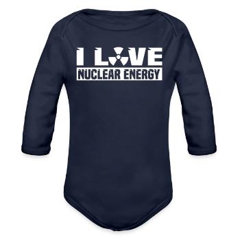 Physics Physicist Nuclear Physics - Organic Long Sleeve Baby Bodysuit - dark navy - Front