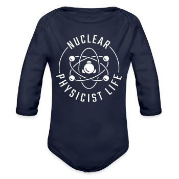 Physics Physicist Nuclear Physics - Organic Long Sleeve Baby Bodysuit - dark navy - Front
