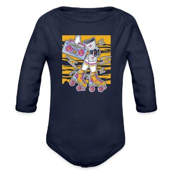 Roller Skating Girl Roller Girl - Organic Long Sleeve Baby Bodysuit - dark navy - Front
