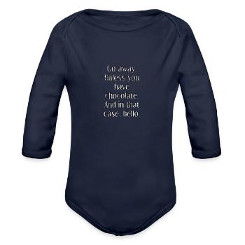 go away - Organic Long Sleeve Baby Bodysuit - dark navy - Front