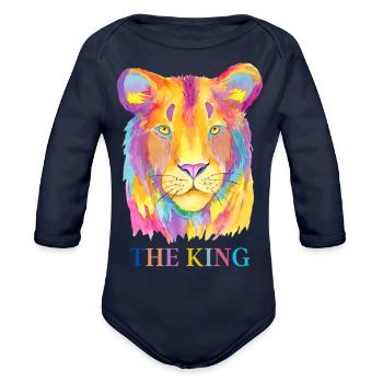 The King - Organic Long Sleeve Baby Bodysuit - dark navy - Front