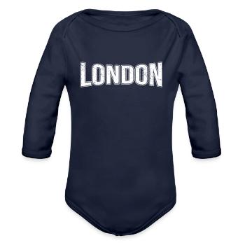 London - Organic Long Sleeve Baby Bodysuit - dark navy - Front