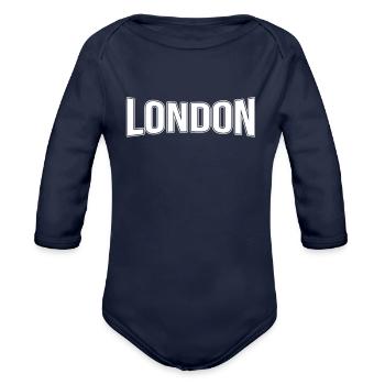 London - Organic Long Sleeve Baby Bodysuit - dark navy - Front