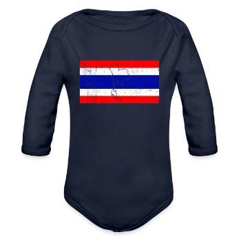 thailand - Organic Long Sleeve Baby Bodysuit - dark navy - Front
